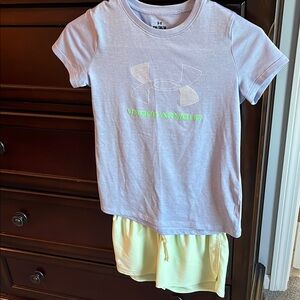 Under Armour Purple T-Shirt and Yellow Shorts Set